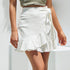 Ruffles Lace Up Pleated Short Skirt High Waist - menochic